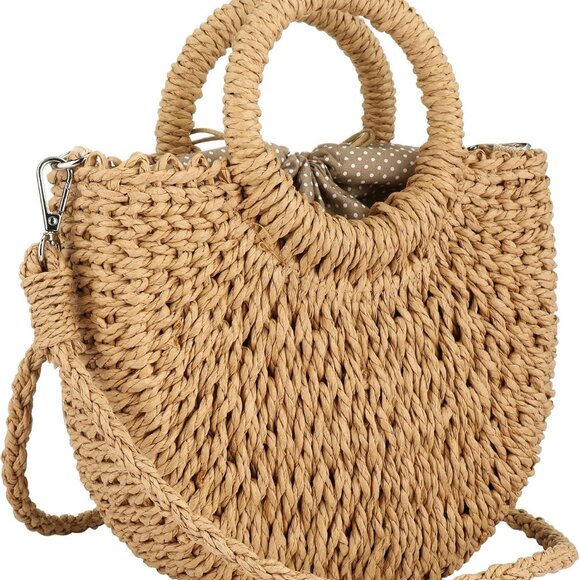 Rattan Straw Tote Handmade Beach Bag Large Capacity Summer Shoulder Bag - Picture 1 of 8